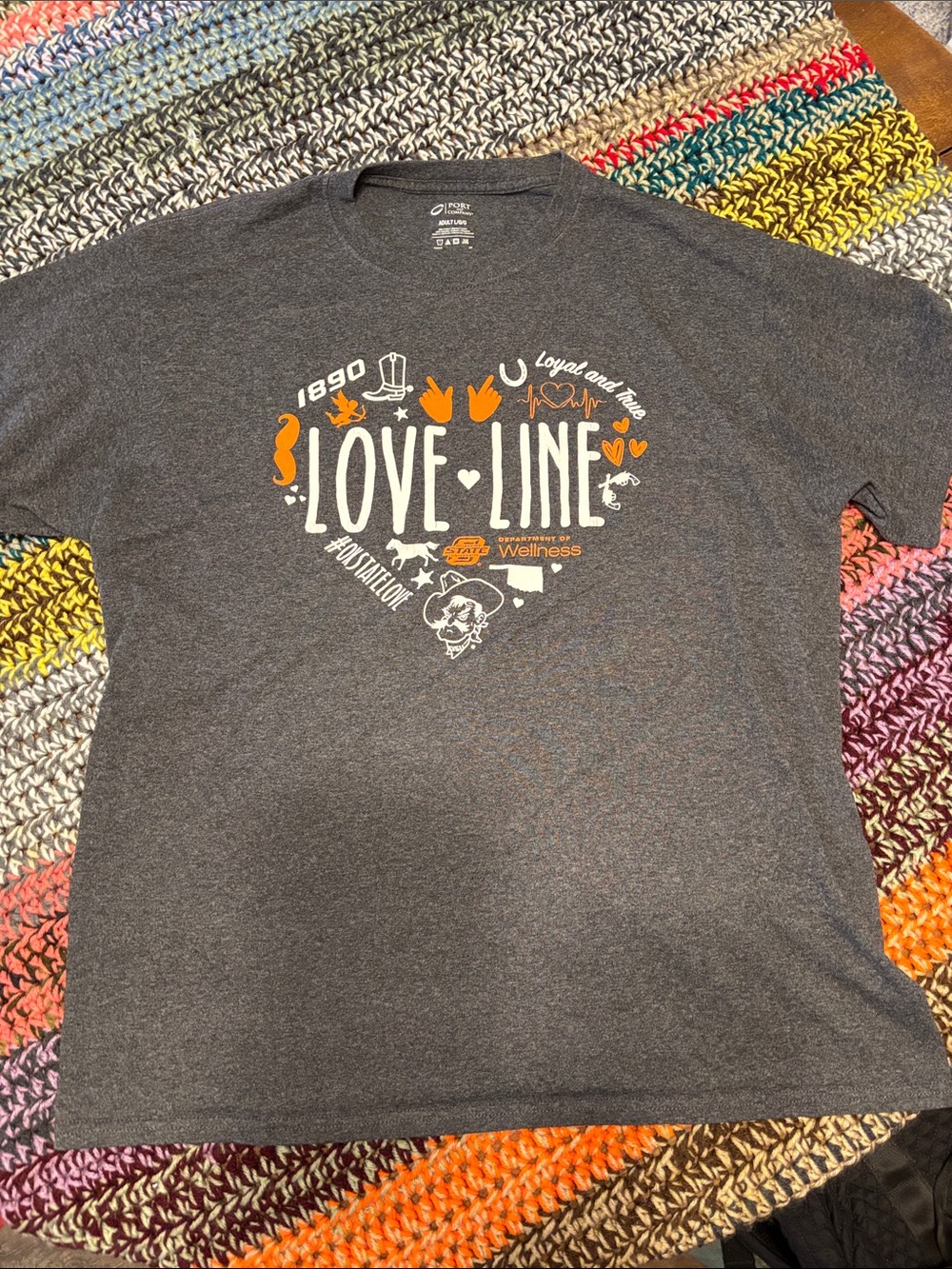 Oklahoma State University LOVE-LINE T-shirt Sz L